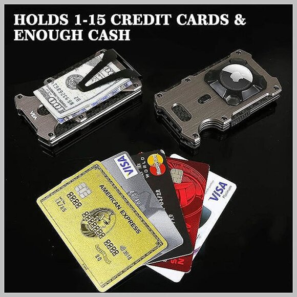 WXM Wallet for Men with AirTag Holder Credit slim Front , Airtag Wallet Bronze - Picture 5 of 8